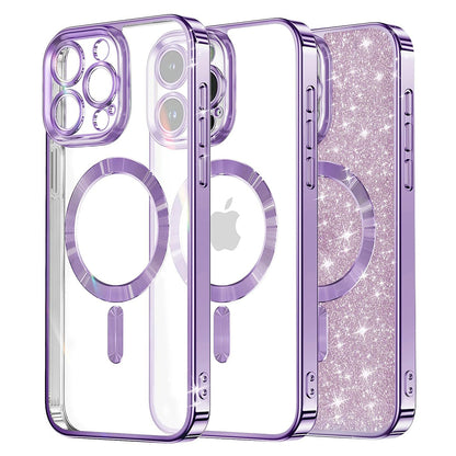 Θήκη MagSafe για Apple iPhone 16 Pro Max, Techsuit, Luxury Glitter, Ανοιχτό Μωβ