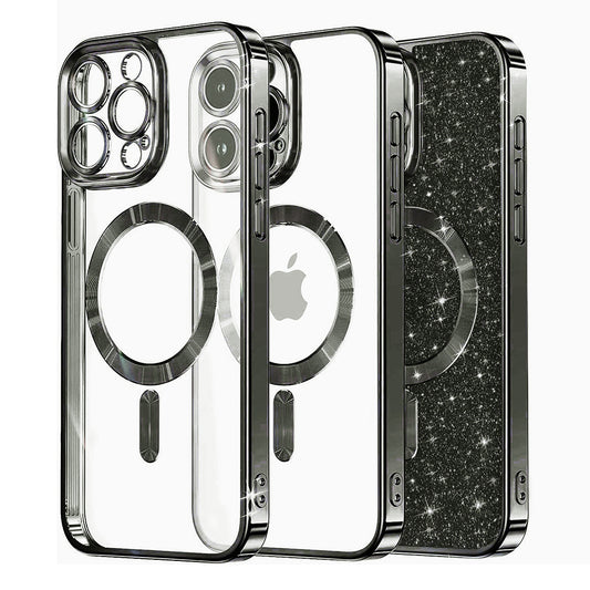 Θήκη MagSafe για Apple iPhone 16 Pro Max, Techsuit, Luxury Glitter, Μαύρο