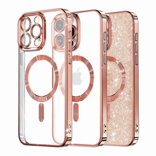 Θήκη MagSafe για Apple iPhone 16 Pro Max, Techsuit, Luxury Glitter, Ροζ Χρυσό