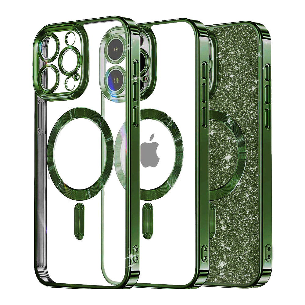 Θήκη MagSafe για Apple iPhone 16 Pro Max, Techsuit, Luxury Glitter, Σκούρο Πράσινο