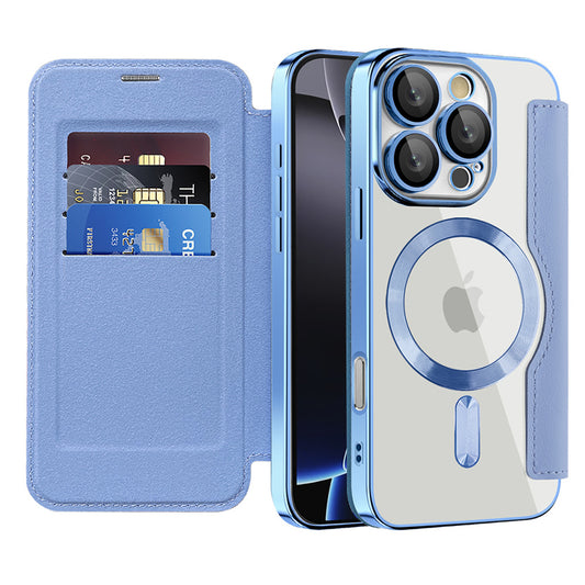 Θήκη MagSafe για Apple iPhone 16 Pro Max, Techsuit, SmartMag Book, Μπλε