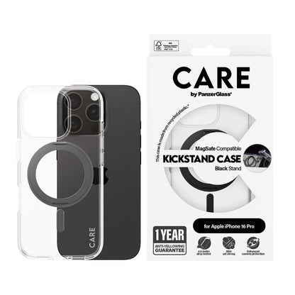 Θήκη MagSafe για Apple iPhone 16 Pro, PanzerGlass, με Χαρακτηριστικό Kickstand, Διαφανής Μαύρη