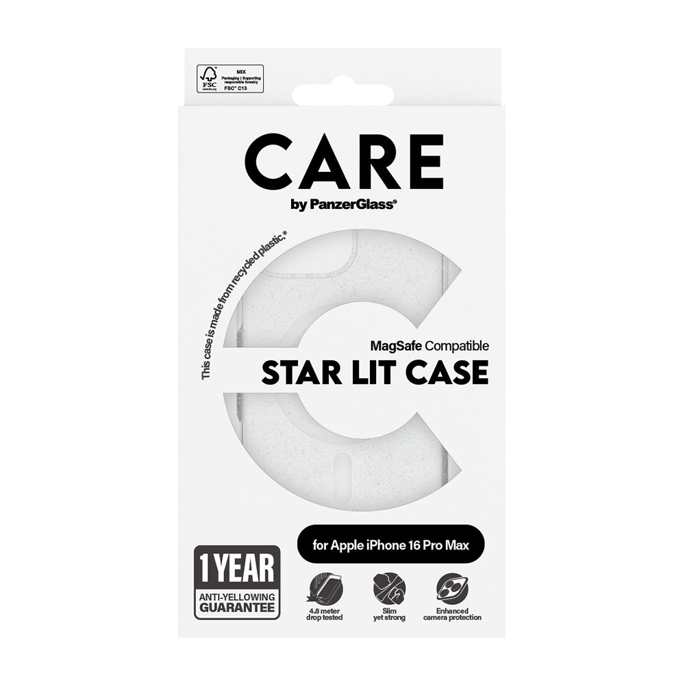Θήκη MagSafe για Apple iPhone 16 Pro, PanzerGlass, Care Urban Combat Star Lit, Διαφανής Λευκή