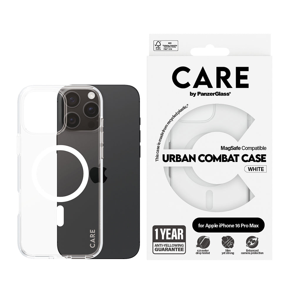 Θήκη MagSafe για Apple iPhone 16 Pro, PanzerGlass, Care Urban Combat, Διαφανής Λευκή