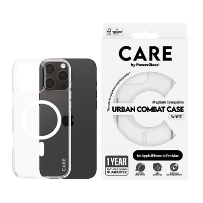 Θήκη MagSafe για Apple iPhone 16 Pro, PanzerGlass, Care Urban Combat, Διαφανής Λευκή