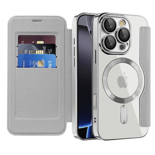 MagSafe Case for Apple iPhone 16 Pro, Techsuit, SmartMag Book, Gray