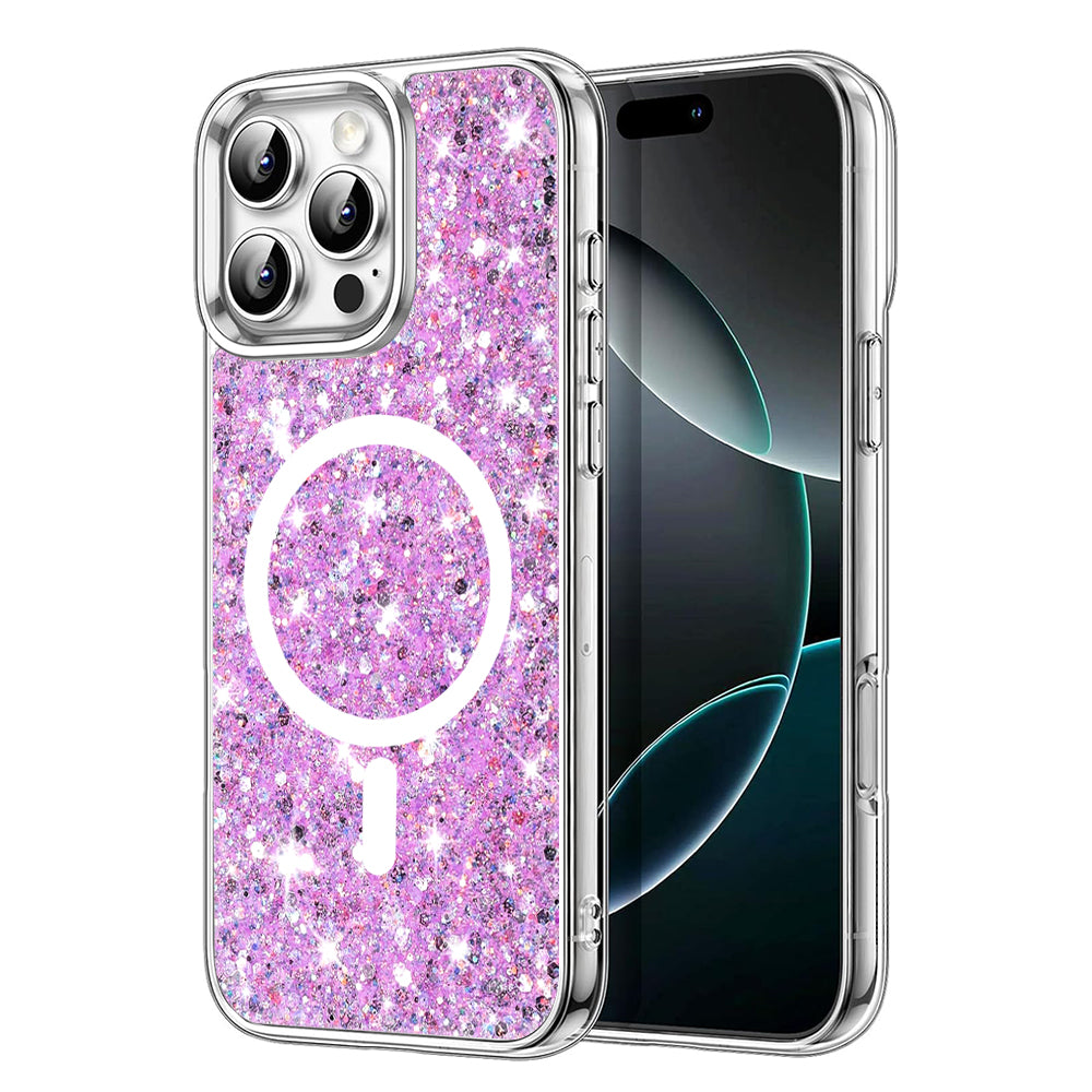 Θήκη MagSafe για Apple iPhone 16 Pro, Techsuit, Sparkly Glitter, Magenta