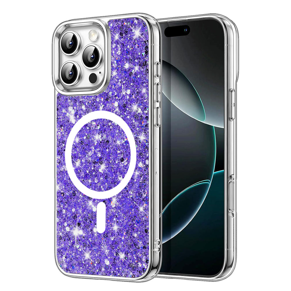 Θήκη MagSafe για Apple iPhone 16 Pro, Techsuit, Sparkly Glitter, Μωβ