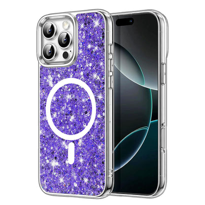 Θήκη MagSafe για Apple iPhone 16 Pro, Techsuit, Sparkly Glitter, Μωβ