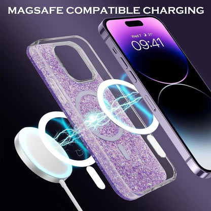 Θήκη MagSafe για Apple iPhone 16 Pro, Techsuit, Sparkly Glitter, Μωβ
