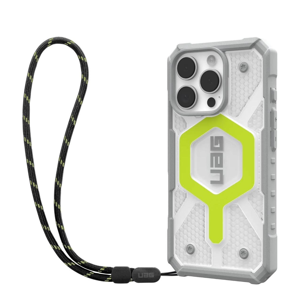 MagSafe Case for Apple iPhone 16 Pro, Urban Armor Gear, Pathfinder Clear with Lanyard, Green