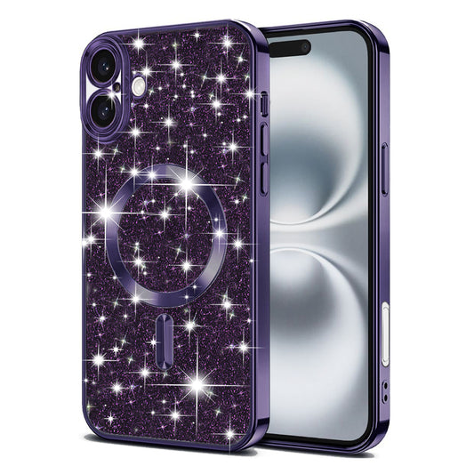 Θήκη MagSafe για Apple iPhone 16, Techsuit, Luxury Glitter, Σκούρο Μωβ