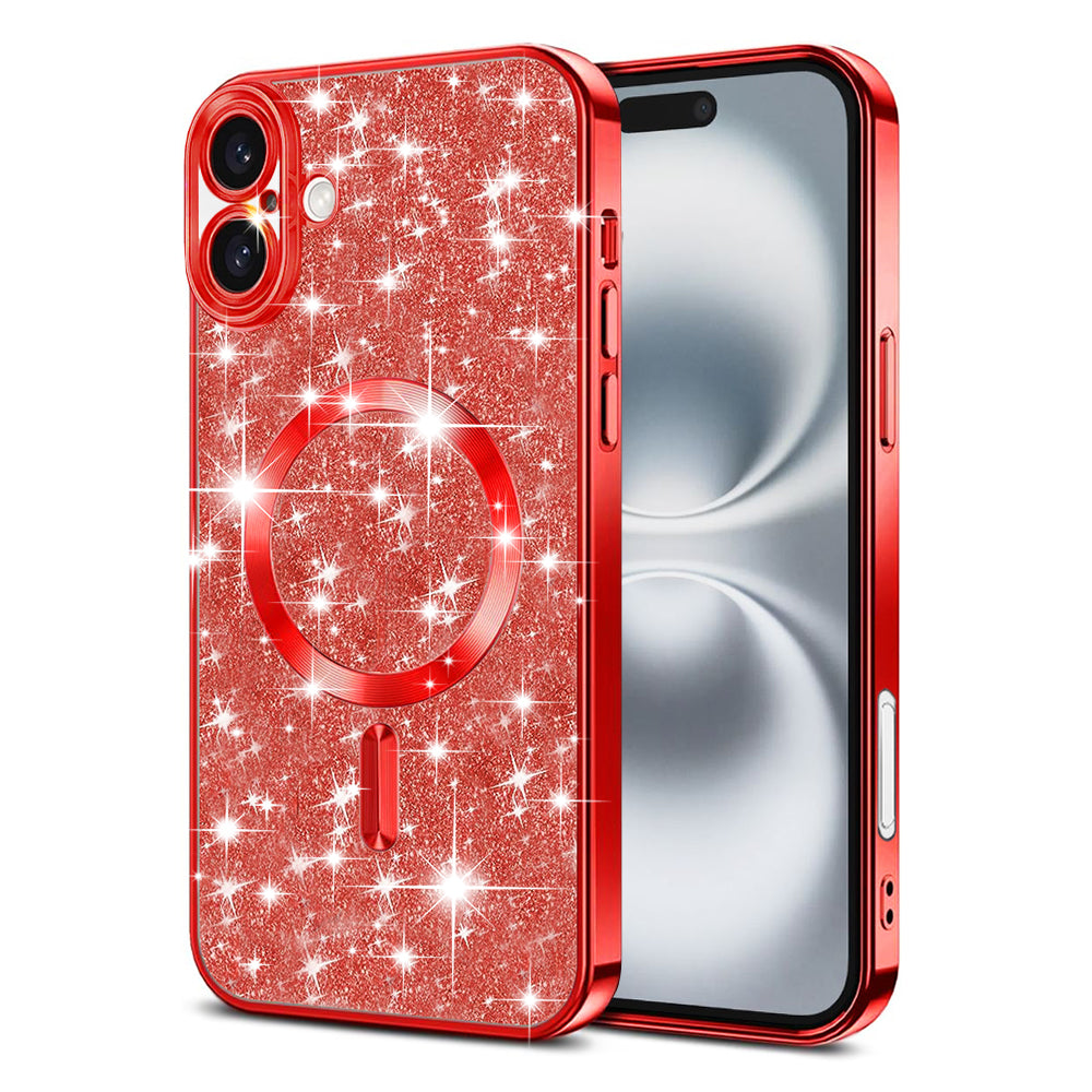 Θήκη MagSafe για Apple iPhone 16, Techsuit, Luxury Glitter, Κόκκινη
