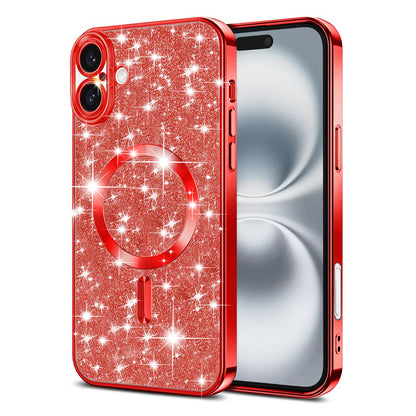 Θήκη MagSafe για Apple iPhone 16, Techsuit, Luxury Glitter, Κόκκινη