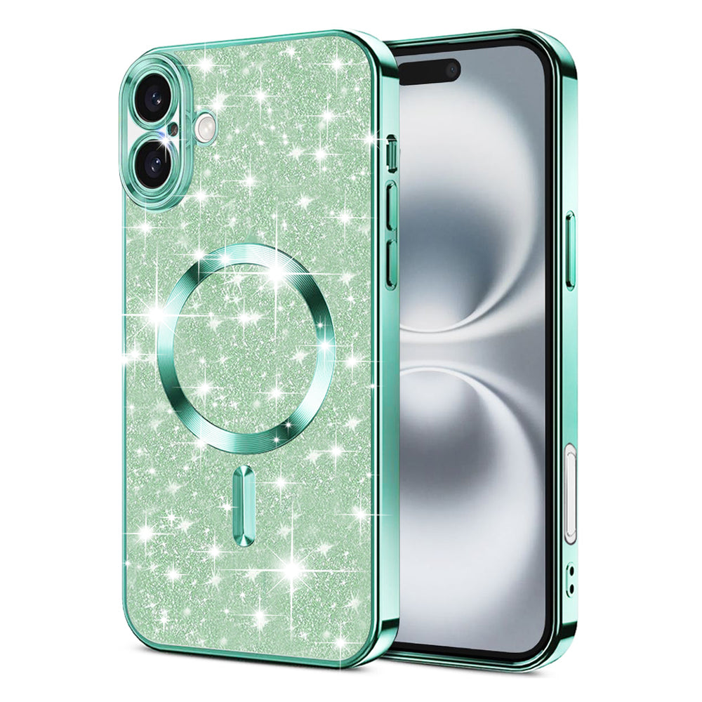 Θήκη MagSafe για Apple iPhone 16, Techsuit, Luxury Glitter, Ανοιχτό Πράσινο
