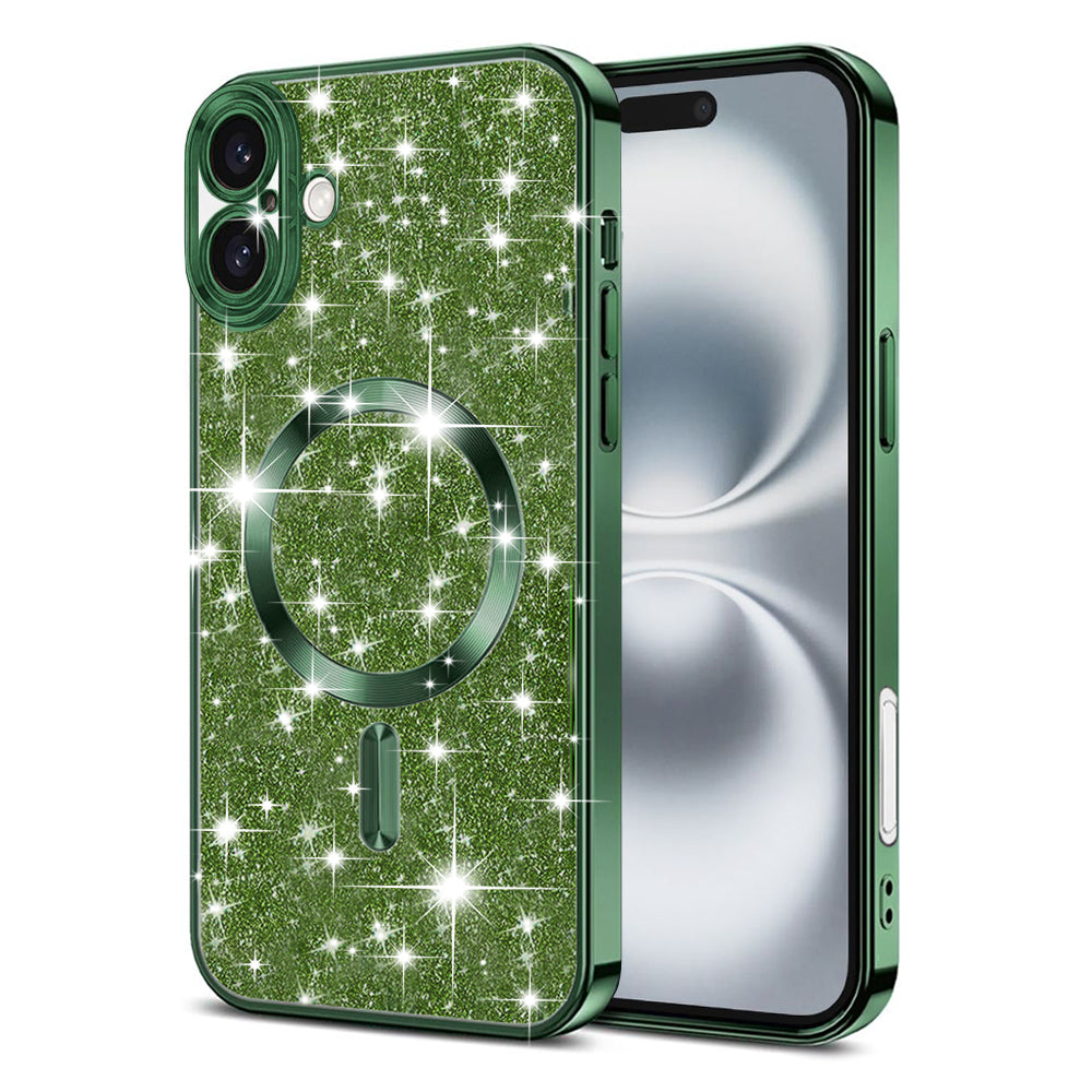 Θήκη MagSafe για Apple iPhone 16, Techsuit, Luxury Glitter, Σκούρο Πράσινο