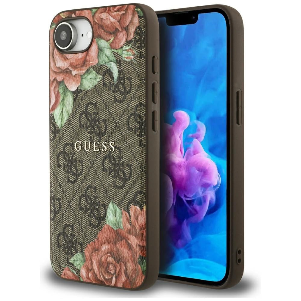 Θήκη MagSafe για Apple iPhone 16e, Guess, 4G Flowers Print, Καφέ