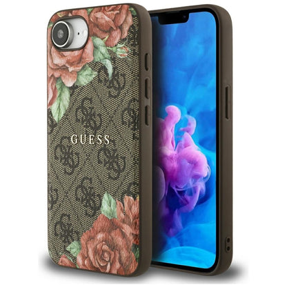 Θήκη MagSafe για Apple iPhone 16e, Guess, 4G Flowers Print, Καφέ