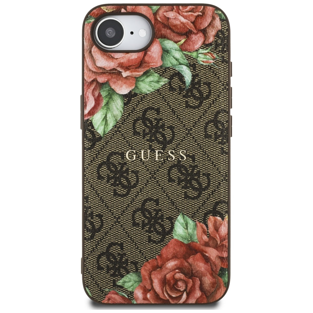 Θήκη MagSafe για Apple iPhone 16e, Guess, 4G Flowers Print, Καφέ