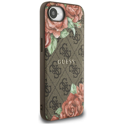 Θήκη MagSafe για Apple iPhone 16e, Guess, 4G Flowers Print, Καφέ