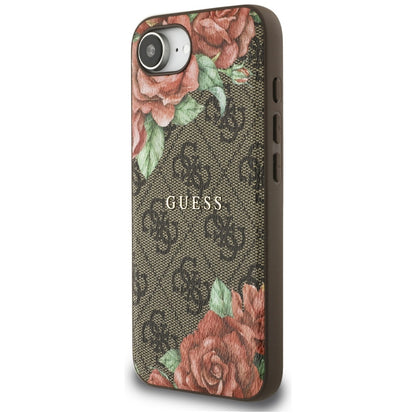 Θήκη MagSafe για Apple iPhone 16e, Guess, 4G Flowers Print, Καφέ