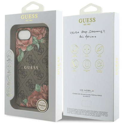Θήκη MagSafe για Apple iPhone 16e, Guess, 4G Flowers Print, Καφέ