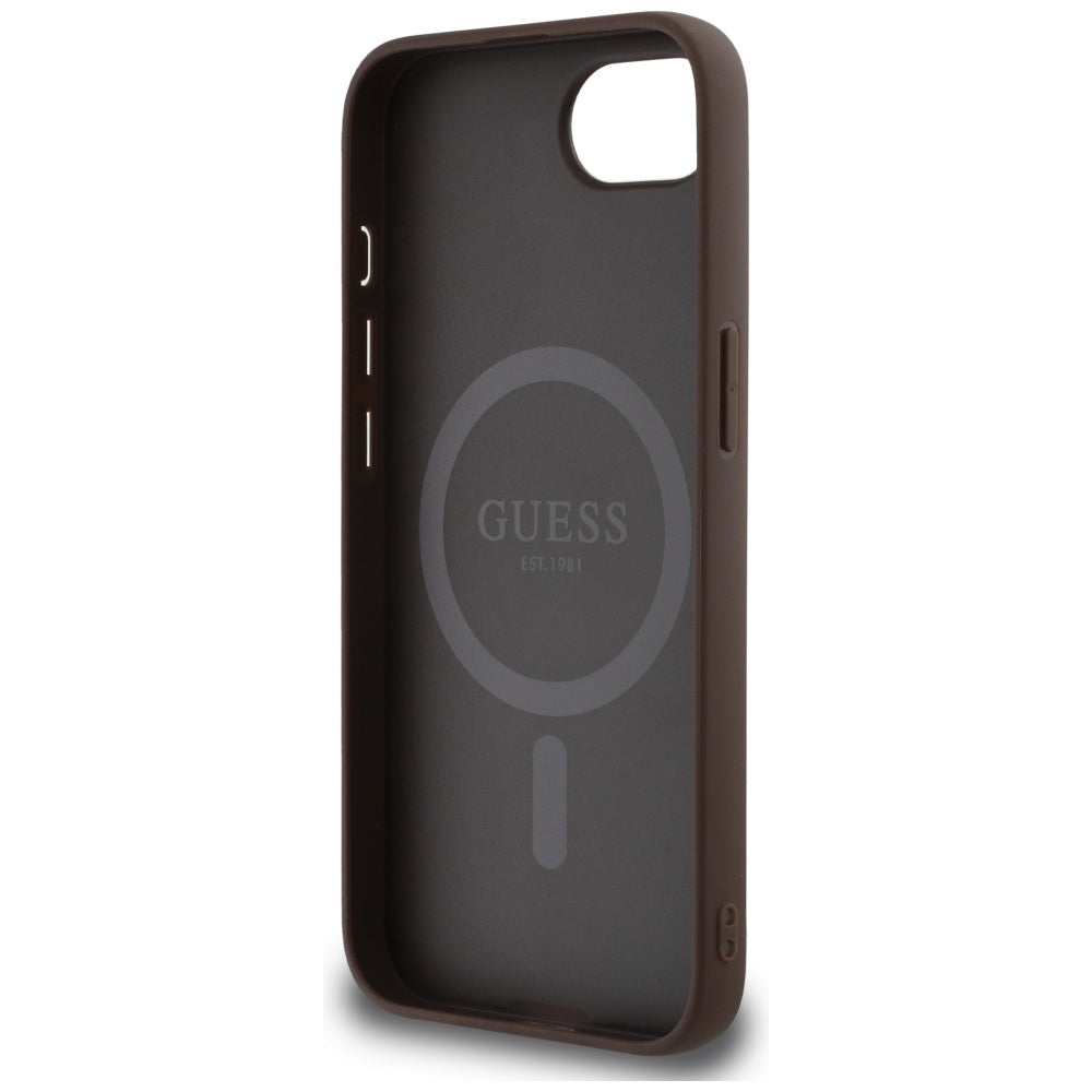 Θήκη MagSafe για Apple iPhone 16e, Guess, 4G Ring Triangle Logo, Καφέ