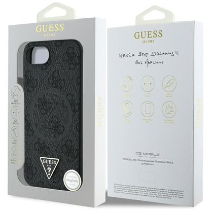 Θήκη MagSafe για Apple iPhone 16e, Guess, 4G Ring Triangle Logo, Μαύρη