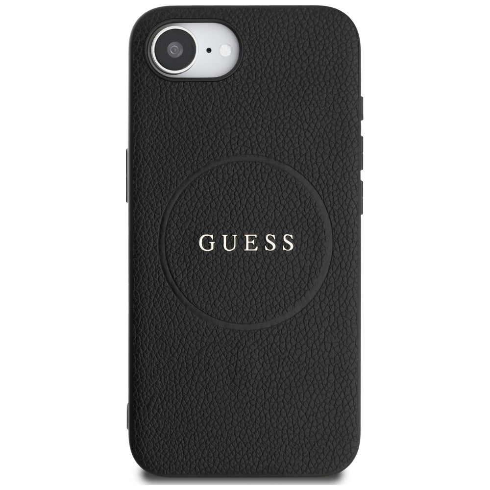 Θήκη MagSafe για Apple iPhone 16e, Guess, Grained Gold Ring, Μαύρη