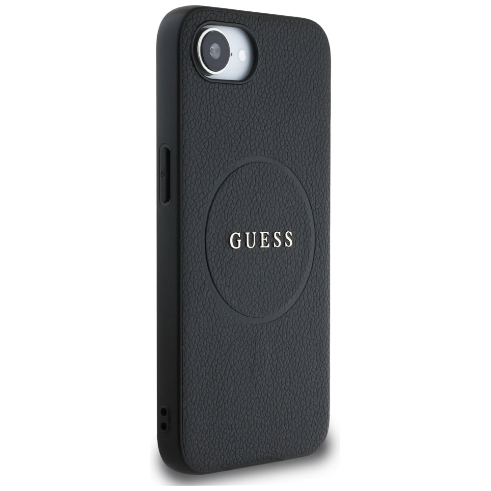 Θήκη MagSafe για Apple iPhone 16e, Guess, Grained Gold Ring, Μαύρη