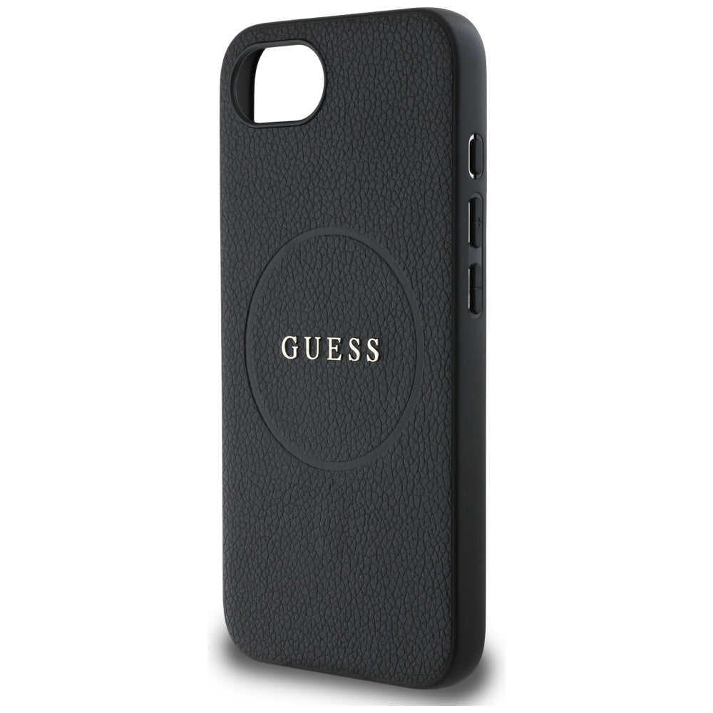 Θήκη MagSafe για Apple iPhone 16e, Guess, Grained Gold Ring, Μαύρη