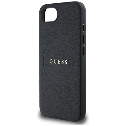 Θήκη MagSafe για Apple iPhone 16e, Guess, Grained Gold Ring, Μαύρη