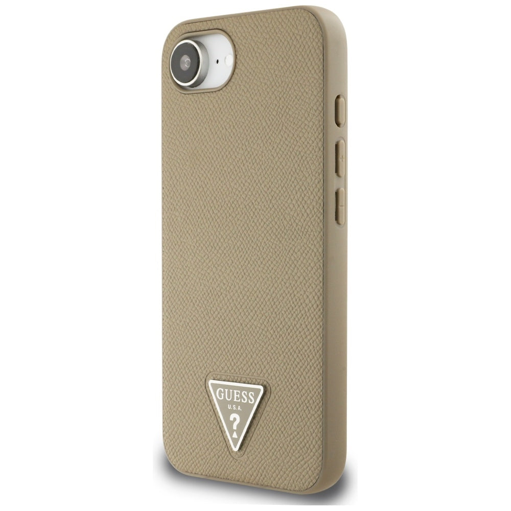 Θήκη MagSafe για Apple iPhone 16e, Guess, Grained Triangle Logo, Καφέ