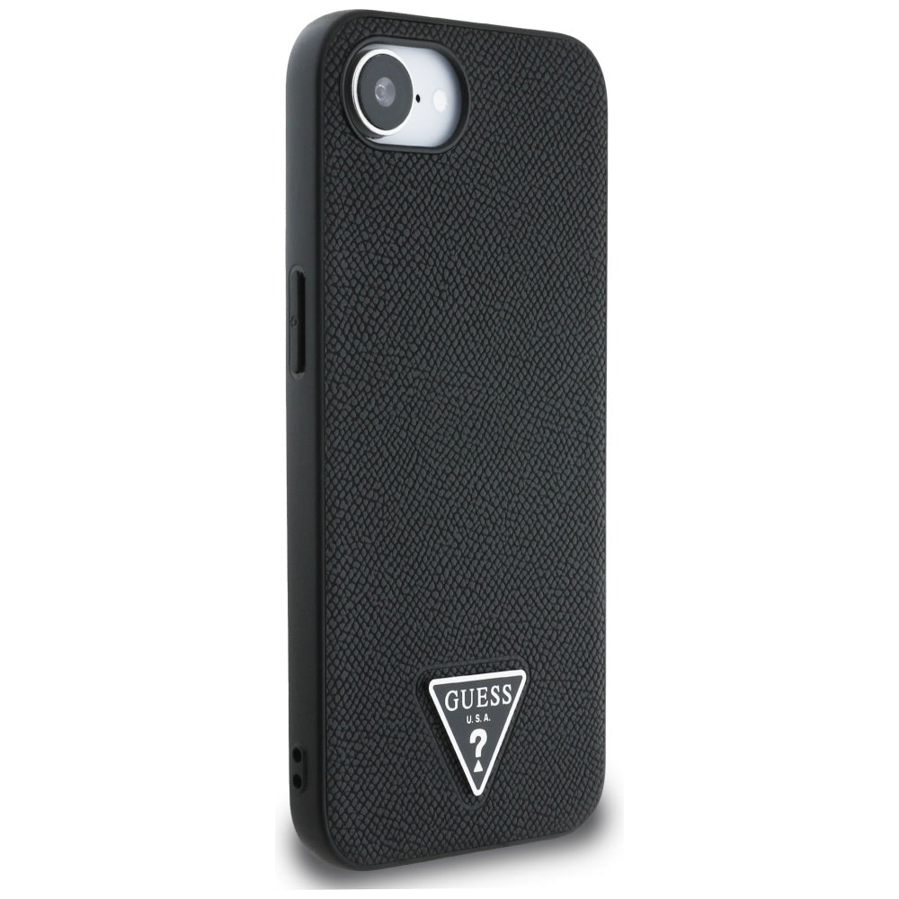 Θήκη MagSafe για Apple iPhone 16e, Guess, Grained Triangle Logo, Μαύρη