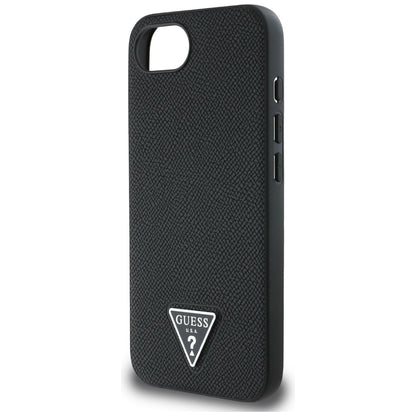 Θήκη MagSafe για Apple iPhone 16e, Guess, Grained Triangle Logo, Μαύρη