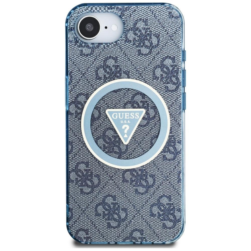 Θήκη MagSafe για Apple iPhone 16e, Guess, IML Glitter 4G Circle Triangle, Μπλε