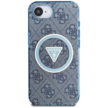 Θήκη MagSafe για Apple iPhone 16e, Guess, IML Glitter 4G Circle Triangle, Μπλε