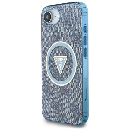 Θήκη MagSafe για Apple iPhone 16e, Guess, IML Glitter 4G Circle Triangle, Μπλε