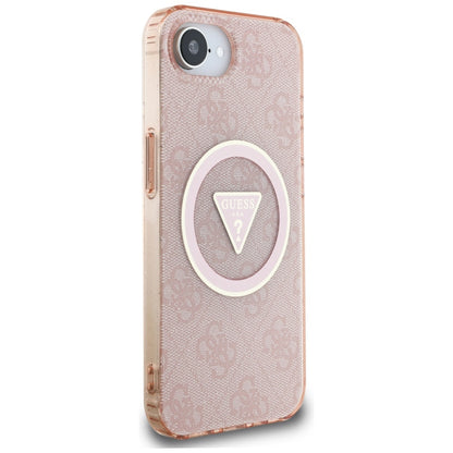 Θήκη MagSafe για Apple iPhone 16e, Guess, IML Glitter 4G Circle Triangle, Ροζ