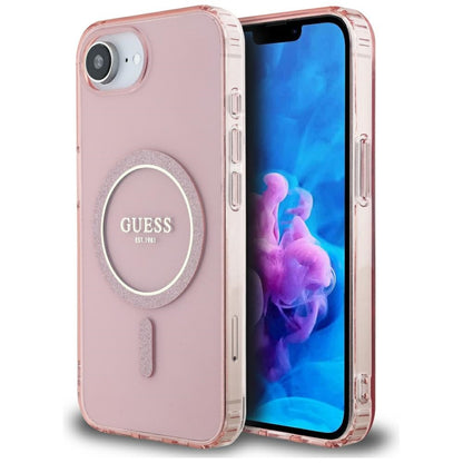 Θήκη MagSafe για Apple iPhone 16e, Guess, IML Glitter Circle, Ροζ