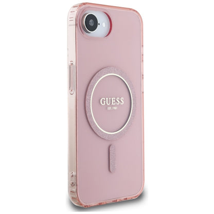 Θήκη MagSafe για Apple iPhone 16e, Guess, IML Glitter Circle, Ροζ