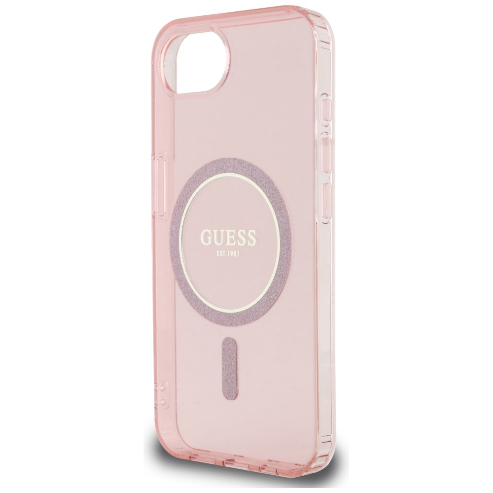 Θήκη MagSafe για Apple iPhone 16e, Guess, IML Glitter Circle, Ροζ