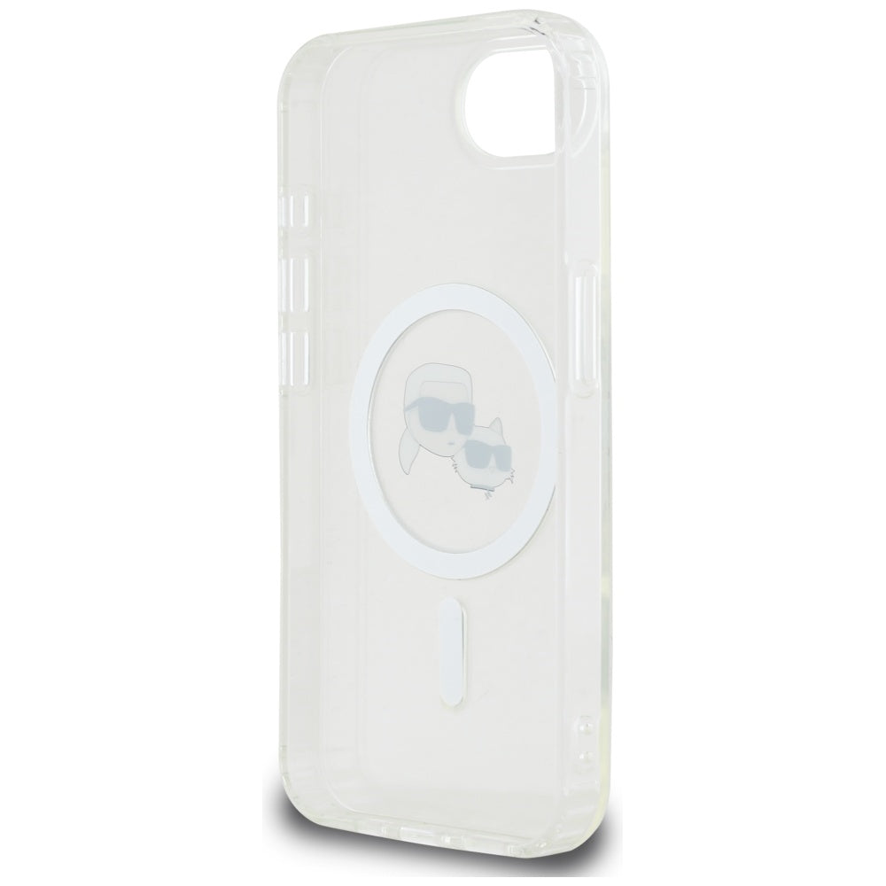 MagSafe Case for Apple iPhone 16e, Karl Lagerfeld, IML Metal Karl & Choupette's Heads, White