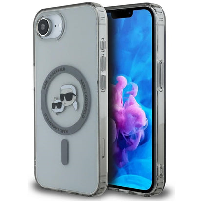 Θήκη MagSafe για Apple iPhone 16e, Karl Lagerfeld, IML Metal Karl & Choupette's Heads, Μαύρη