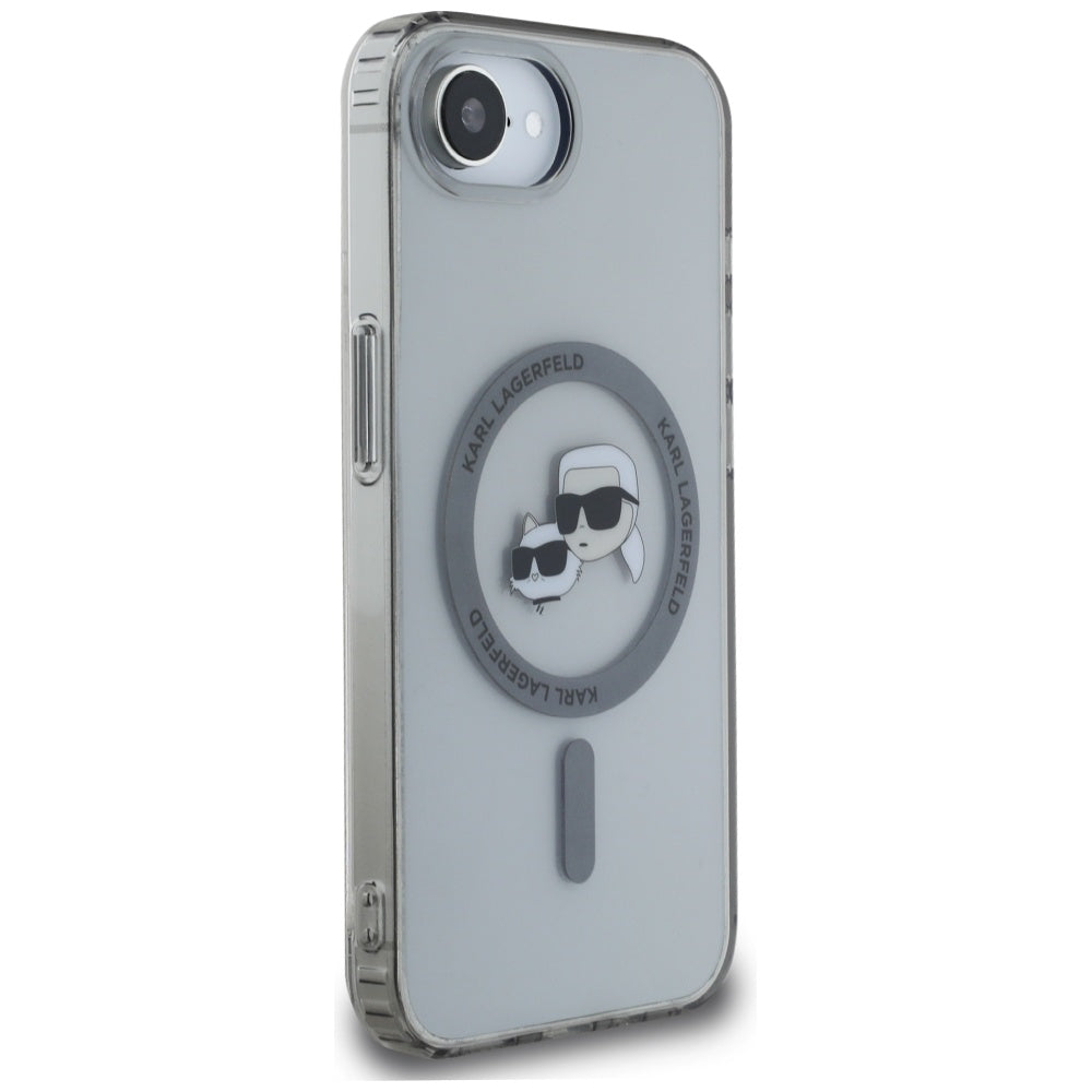 Θήκη MagSafe για Apple iPhone 16e, Karl Lagerfeld, IML Metal Karl & Choupette's Heads, Μαύρη