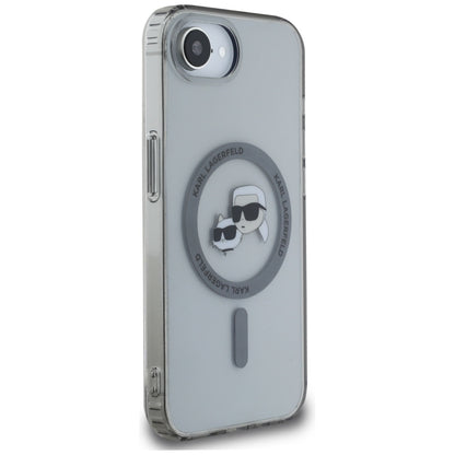 Θήκη MagSafe για Apple iPhone 16e, Karl Lagerfeld, IML Metal Karl & Choupette's Heads, Μαύρη