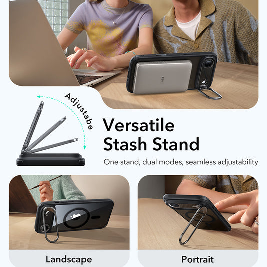 Θήκη MagSafe για Apple iPhone 17 Air, ESR, Classic Hybrid Kickstand, Διάφανη Μαύρη