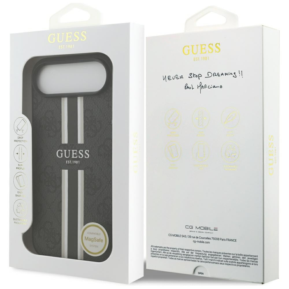 Θήκη MagSafe για Apple iPhone 17 Air, Guess, 4G Printed Stripes, Μαύρη