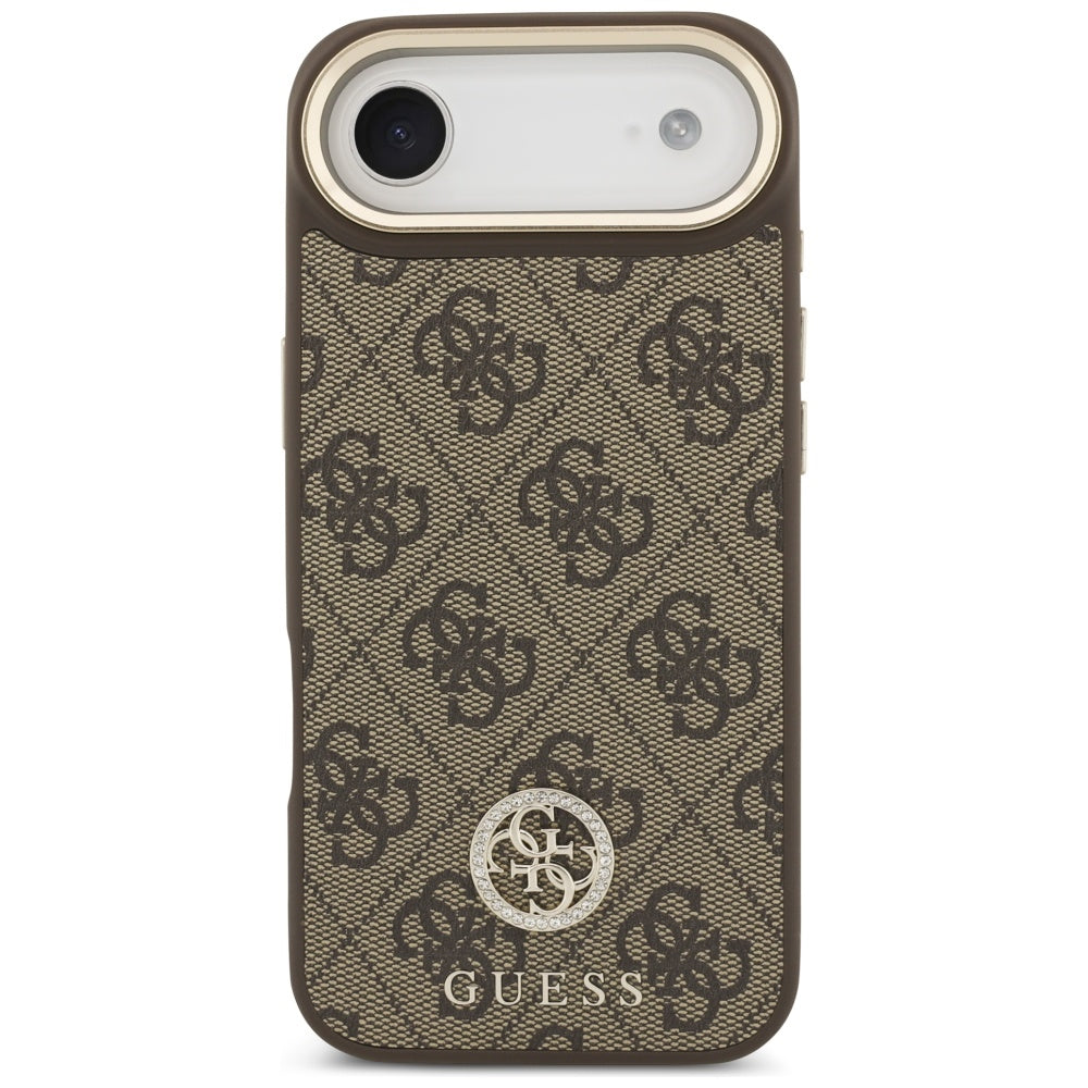 Θήκη MagSafe για Apple iPhone 17 Air, Guess, 4G Strass Logo με Μεγάλο Λουρί, Καφέ