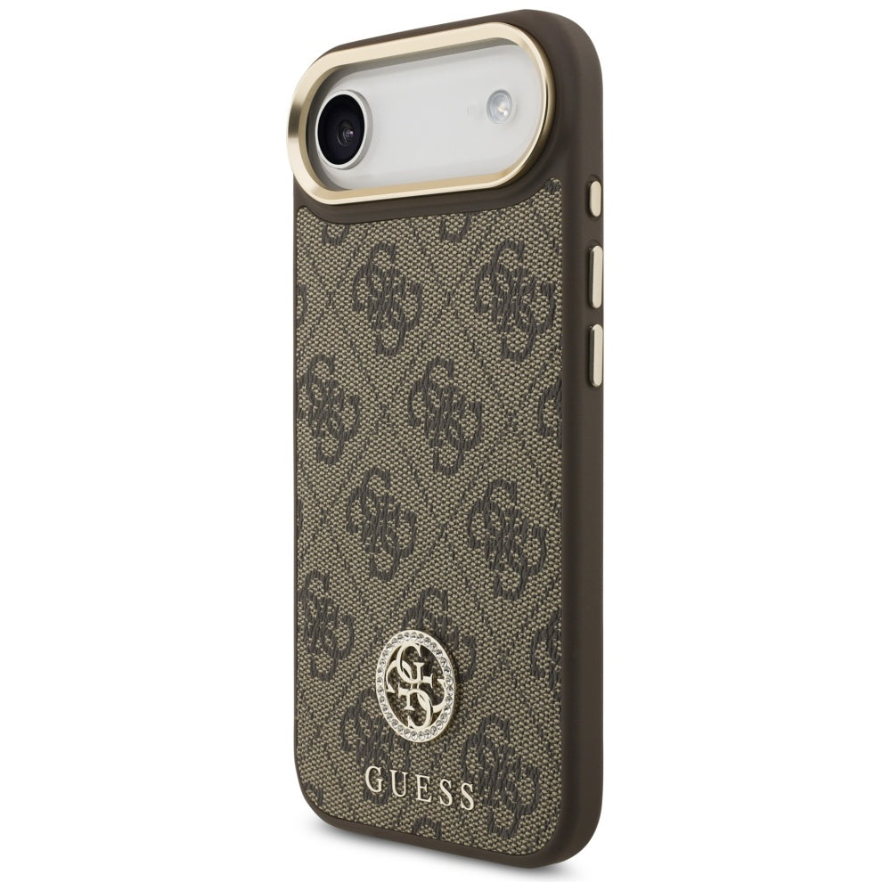 Θήκη MagSafe για Apple iPhone 17 Air, Guess, 4G Strass Logo με Μεγάλο Λουρί, Καφέ